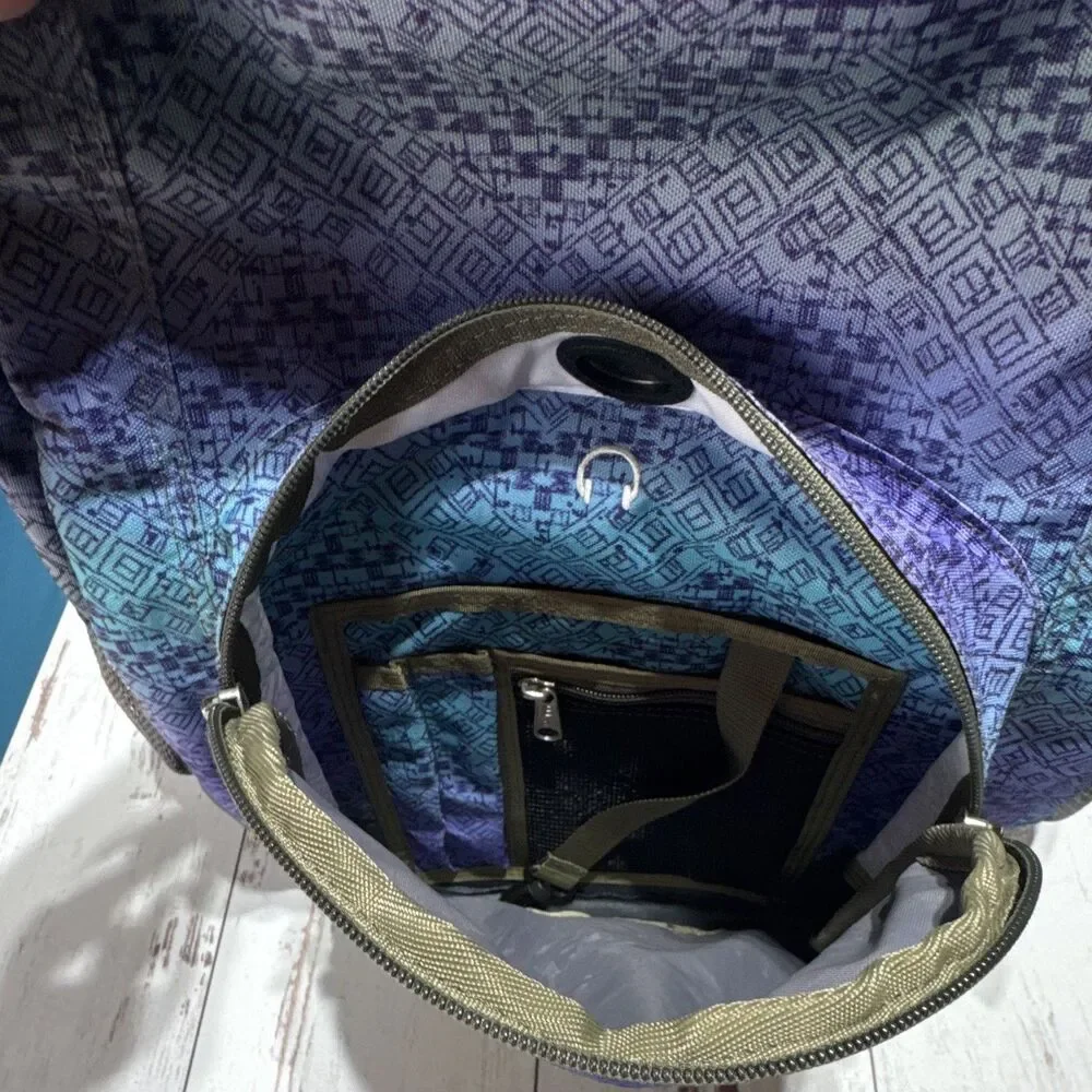 L.L.Bean Blue Purple Gray Backpack Zip Padded Straps Reflective